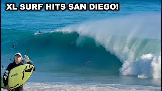 MASSIVE XL SURF HITS SAN DIEGO! (First Big Winter Swell)