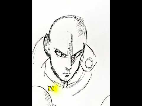 1 min - 10 minutes - 1 hour drawing of Saitama from One Punch Man