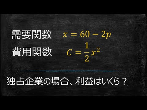 経済学3分クッキングNo1：独占企業の利益を求める