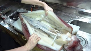 Amazing Giant Squid Cutting and Processing Skill - Amazing Fastest Squid Catching on the Sea