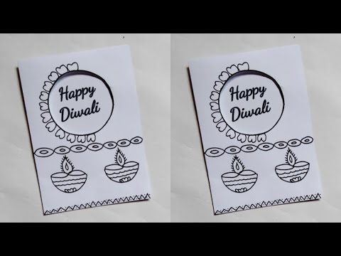 🥰 last minute 🪔 very easy & beautiful diwali greeting card idea at home/white paper card/diwali card