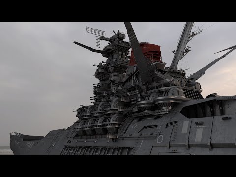 宇宙戦艦ヤマト3DCG制作_テスト動画（艦橋・煙突・3本マスト）