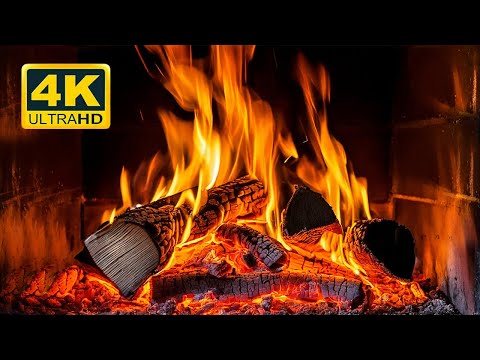 🔥 4K Fireplace Ambience. Fireplace with Burning Logs and Crackling Fire Sounds UHD 4K