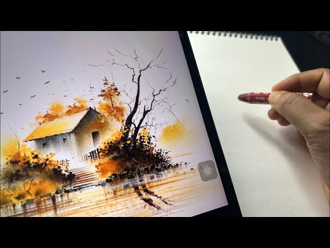 Drawing for Beginners - Scenery Drawing with Oil Pastel like & Share #sketchbookbyabhishek