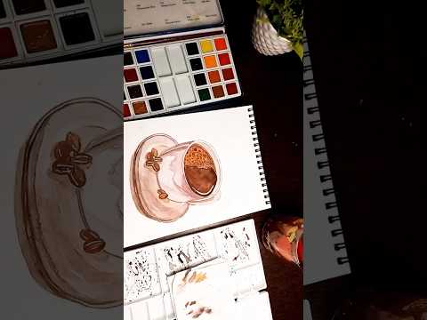 Watercolor Coffee Painting | Mimi Crafted #shortsvideo #5minuteart #5minutecrafts #shorts