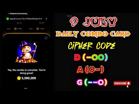 hamster combat daily combo card || hamster combat ciphermorse code. || today 9 july