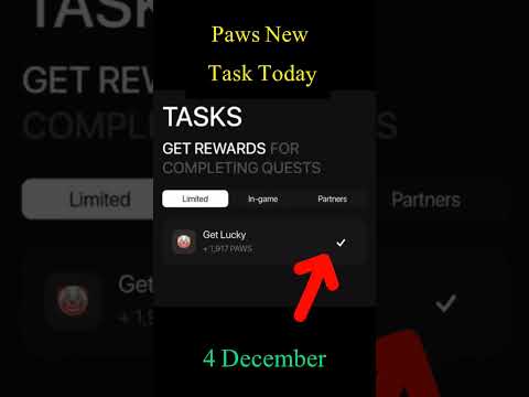 PAWS New Task Today 4 December| Paws Today New Task | Get Lucky Task Today #pawsairdrop #airdrops