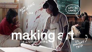 artist studio vlog ★ starting a new painting, new years reflections & a cozy lil trip