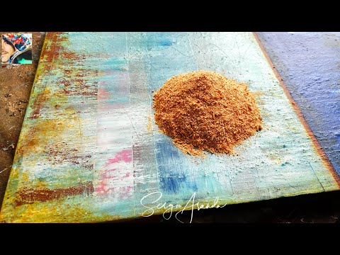 Simple DIY Art Technique: Creating Abstract Painting with Wood ChipTexture: Masking Tape & Acrylics