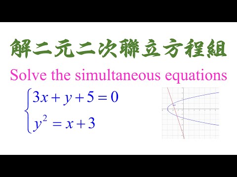 Algebra Chap 5 Example 8 Solve the simultaneous equations 解二元二次联立方程组（老雷数学）