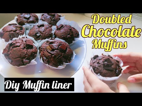 MOIST DOUBLED CHOCOLATE MUFFIN / DIY MUFFIN LINER /NO BUTTER MUFFIN