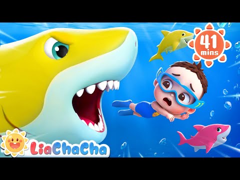 Baby Sharks in the Water | Ten Little Sharks | Number Song | Kids Songs & Nursery Rhymes | LiaChaCha