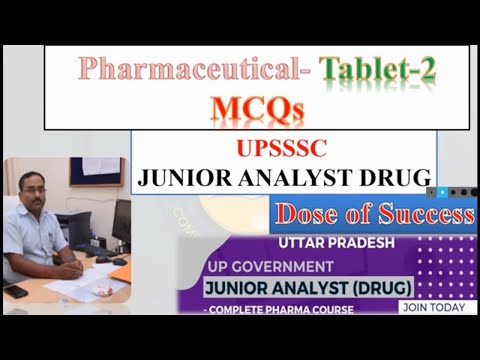 UP Junior Analyst  Drug Preparation |Junior Drug Analyst Course | pharmaceutical tablet mcqs part-2