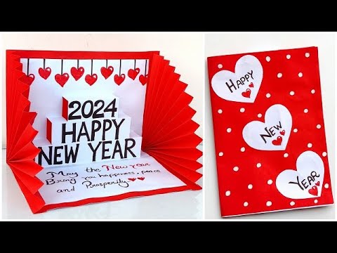 DIY New year pop up card 2024 / Happy New year greeting card making / How to make new year card