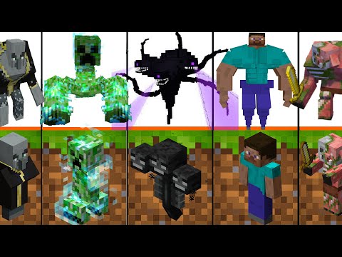 Minecraftミュータントクリーチャーとマインクラフトモブアニメーション「比較」