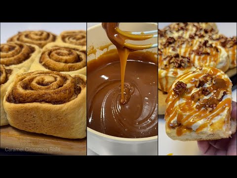 CARAMEL CINNAMON ROLLS | Dough, Frosting and Caramel Sauce All-in Recipe