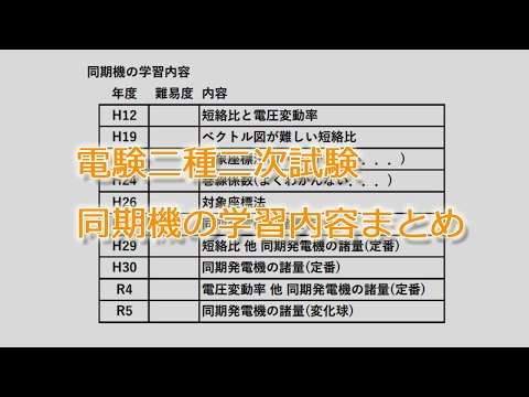 電験二種二次同期機の学習内容まとめ