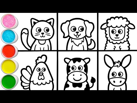 Farm Animals Drawing, Painting, Coloring for Kids and Toddlers | Learn Easy Drawing #349