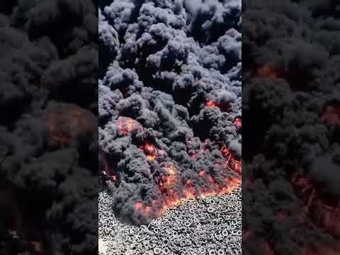 7 milioni di pneumatici. Brucia in Kuwait il cimitero di pneumatici più grande del mondo.