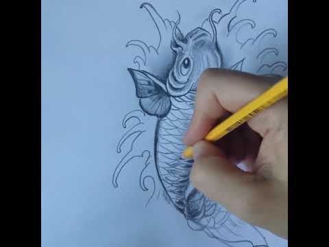 How to draw a Japanese Koi Fish Tattoo Design