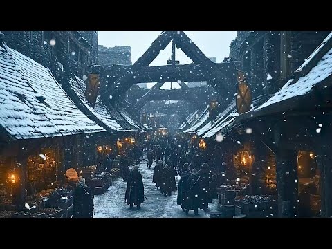 Snow Falling on the Medieval Streets | Music Helps Soothe the Restless Heart Amidst Life's Worries