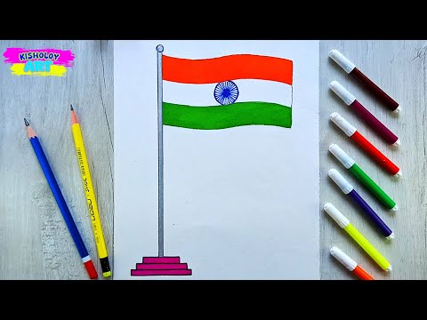 Indian flag drawing | Flag drawing | How to draw Indian National Flag | Kisholoy