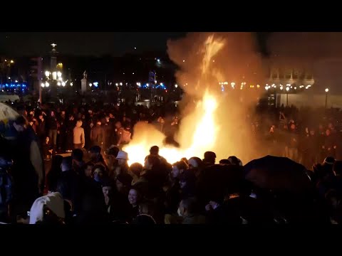 Protests In Paris over Macron's pension reforms