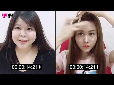 MAKEUP SPEED PK! WITHIN 30 SECS?!! Tone Up Cream or Liquid Foundation??? | YuYu Collection