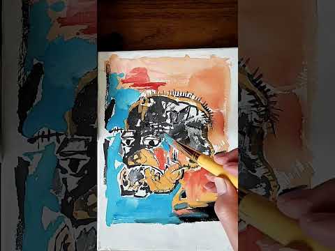 Masters Study of Basquiat's skull ink and watercolor on canvas with  #RobertSherrill