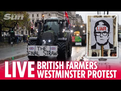 “RIP British Farming” tractor protest in Westminster