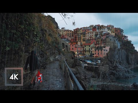 Rainy Evening Walk Manarola, Cinque Terre, Binaural Rain Sounds