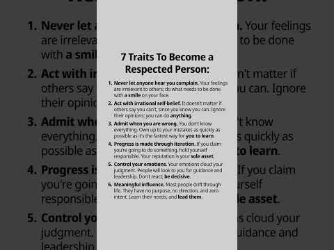 7 Traits to become a respected person