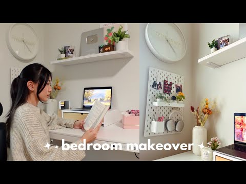 room makeover │ decorating & rearranging my room, cozy and minimalistic, new desk setup