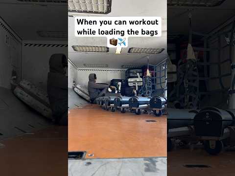 When you can workout while loading the bags 🧳✈️ #aviation #travel #workout