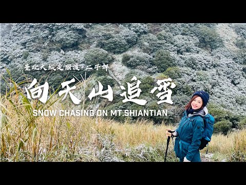 臺北大縱走向天山面天山二子坪！追雪啦～融雪像剉冰機灑滿全身！鑽過積雪箭竹林宛如上演愛麗絲夢遊仙境！