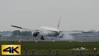 再生57万回！ 超絶!! **すごい 超危険なタッチダウン後のゴーアラウンド Extreme Go around JAL B777 @Narita