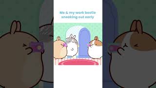 Me and my work bestie sneaking out early #shorts #funnycartoon #molang #kidsshowsclub