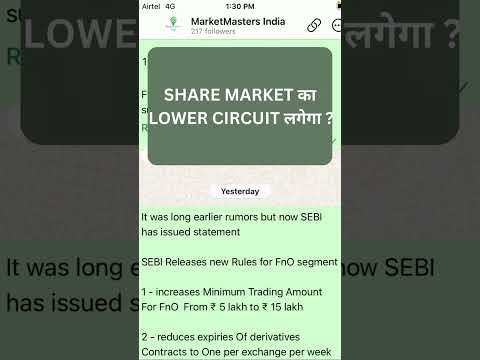 क्या Indian #stockmarket में lower circuit लगेगा? Effect of F&O new rules #stockmarketnews #nifty