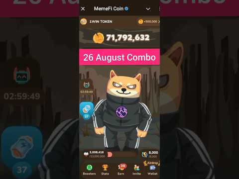 Memefi combo today 26 August | Memefi secret code today | Memefi secret combo 26 August