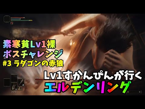 【エルデンリング】素寒貧Lv１裸ストーリーボスクリアチャレンジ！ラダゴンの赤狼戦【ELDENRING】