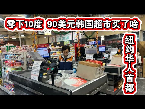 🔥零下10度🔥90美元韩国超市买了啥🔥法拉盛韩亚龙