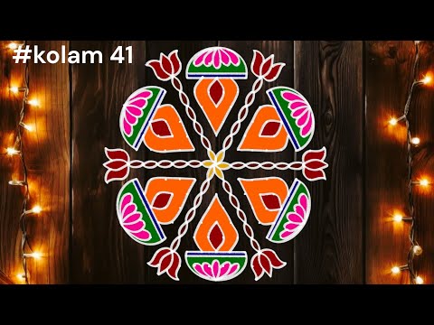 #41 Diwali special kolam 😊 colourful deepam kolam designs ❤️