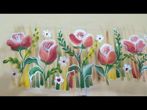 beautiful hand painting design #fabricart #easytutorial#fabricpaint