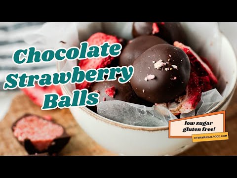 CHOCOLATE COVERED STRAWBERRY BALLS WITH CASHEW BUTTER | Healthy Snack Balls Recipe | Easy Treat!