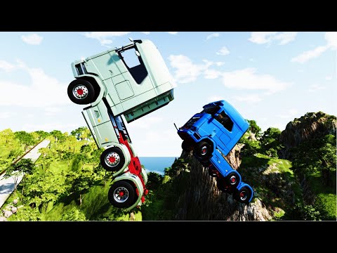 Cars VS DANGEROUS CLİFF DROPS #1 - Don't Stop - BeamNG Drive