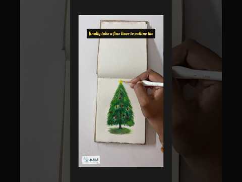 Simple Christmas Tree Watercolor Art for Beginners #art #christmas #merrychristmas