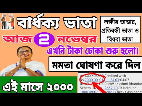 আজ 2 নভেম্বর, এখনি বার্ধক্য ভাতায় টাকা ঢোকা শুরু হলো। old age pension November payment update.