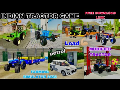 Modified tractor Game download link || tractor trolley || Indian tractor game || farming simulator