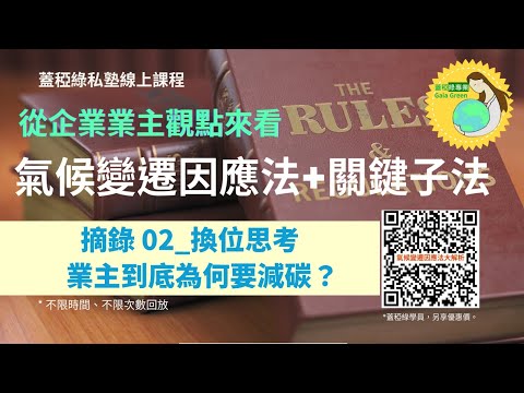 氣候變遷因應法 |課程摘錄02：業主為何要減碳？業主的碳約束力超重要！生意的成交是雙方互相選擇後的結果。如何找到好業主？|蓋稏綠專業線上課| 從企業業主觀點來看氣候變遷因應法+關鍵子法| 卿惠博士