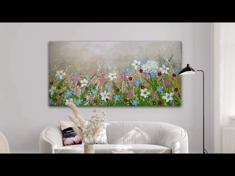 Interior Floral Abstract Painting on a Large Canvas #painting #floralpainting #acrylicabstract #art